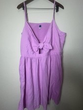 New Old Navy Fit & Flare Tie Front Smocked Linen Blend Mini Pastel Dress Boho 4X