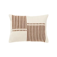 14"x20" Oversize Striped Lumbar Throw Pillow Cover Tan - Rizzy Home: Cotton