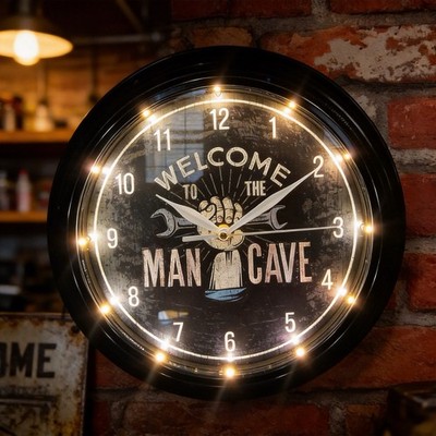 12'' Round ''Welcome To the Man Cave'' Clock...Makes a Great Gift...Ships Free!