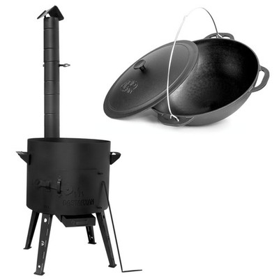 Ø40cm Uchag-Ofen mit Gusseisen Kazan 15L Kasan Utschak Feuerstelle Казан Учак
