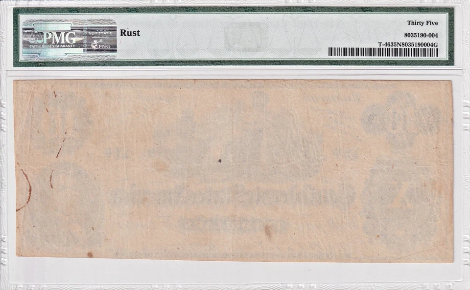 1862 $10 Confederate States of America T-46 PMG VF35 Net #1362 - Image 2 of 2
