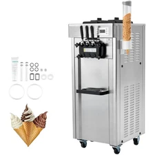Uimoso Commercial Soft Serve Ice Cream Machine Maker 21-31 L/H Yield 3-Flavor