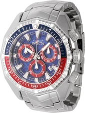 Invicta Men's AKHULA 55mm Swiss Chronograph RED/BLUE Stainless Steel Watch-NEW