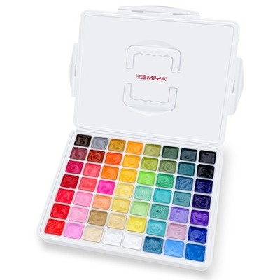 HIMI Gouache Paint Set, 56 Colors x 30 ml Jelly Cup Design in a Carrying Case...