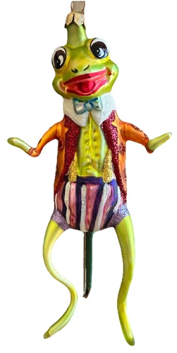 VTG SLAVIC TREASURES CHRISTMAS ORNAMENT FROG w/Tags & Box