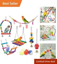 Bird Parakeet Toys - Swing Hanging Standing Chewing Hammock Climbing Ladder B...