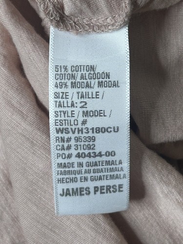 Camiseta James Perse Estándar Talla 2 (Med EE. UU.) NUEVA CON ETIQUETAS Marrón Claro Mangas Largas Cuello Redondo - Imagen 5 de 6