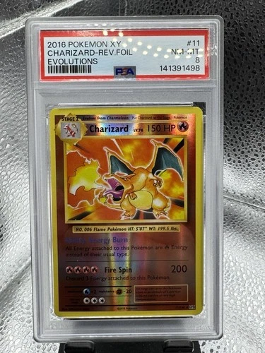 2016 POKEMON XY EVOLUTIONS #11 CHARIZARD-REVERSE FOIL PSA 8