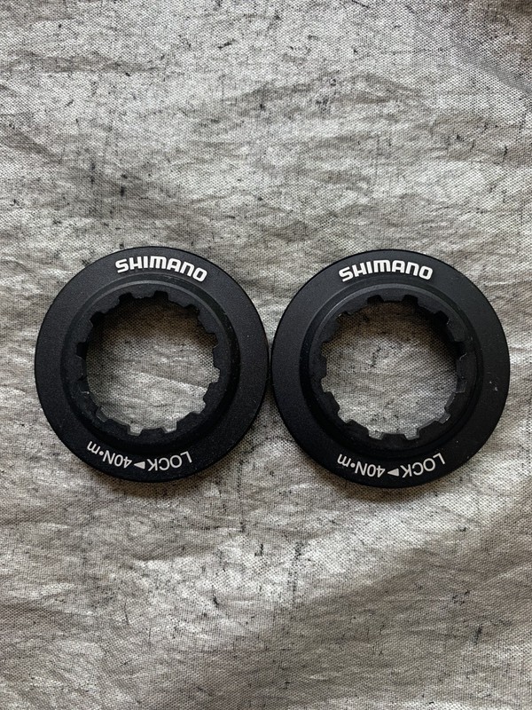 2 x Shimano Alloy Centerlock Disc Brake Rotor Lock Rings Black MTB ROAD