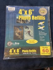 Photo Pro Refill Photo Pages 4 X 6" 3-Hole 10 Sheets 60 Photos New Sealed