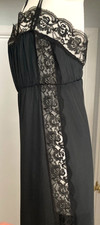 Vtg Black Lace, High Side Slit, NIGHTGOWN Bust up to 34", V.G. to Excellent Cond
