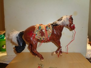 dollhouse miniature Native American War Pony with weapons lot OOAK Artisan