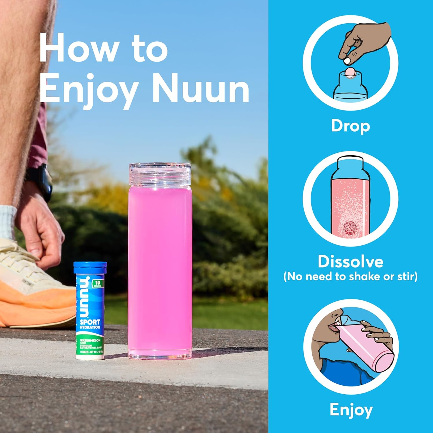 Nuun Sport Electrolyte Tablets – Lemon Lime, 8-Pack (80 Total Servings) – Vegan