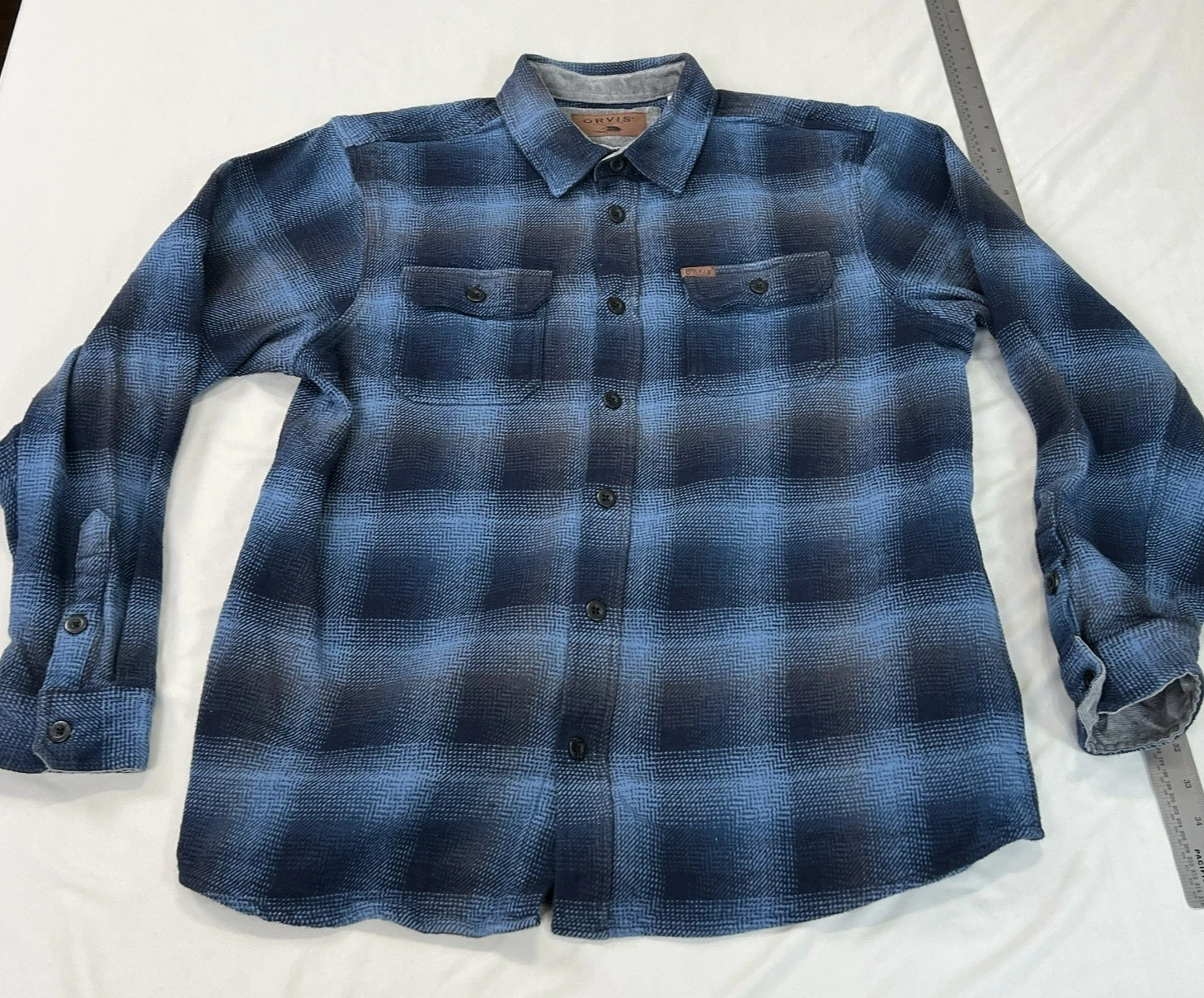 Orvis Twill Flannel Shirt Mens XL Blue Black Plaid Heavyweight Outdoor Work
Opens in a new window or