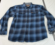 Orvis Twill Flannel Shirt Mens XL Blue Black Plaid Heavyweight Outdoor Work
