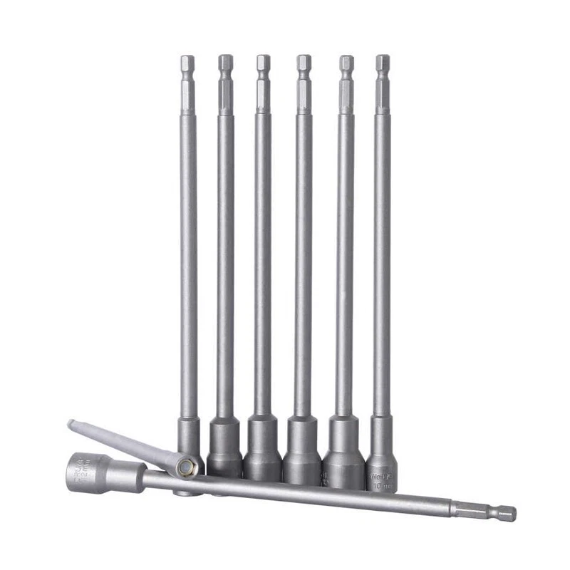 1/4" 250 300mm 350mm Long Nut Driver Bit Hex Magnetic Metric Socket Impact Drill - Image 4 of 4