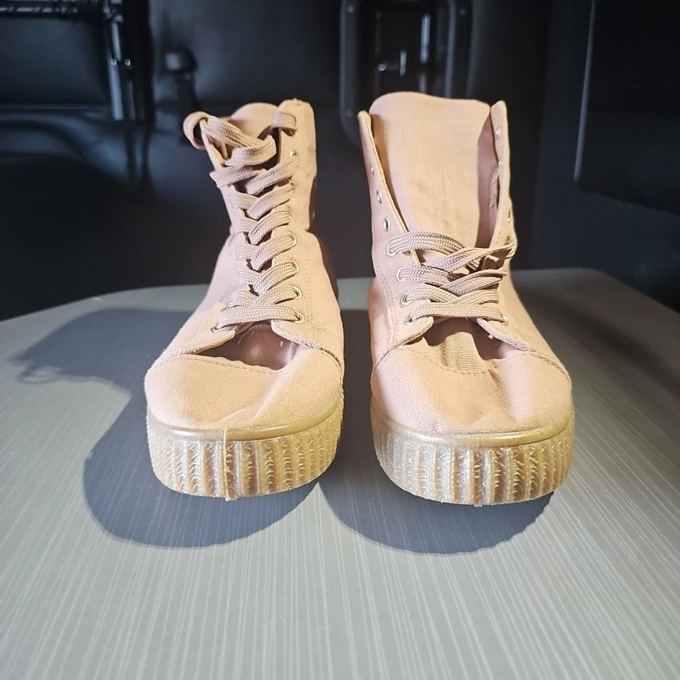 Zapatillas altas de lona Qupid para mujer en rosa malva talla 7,5 de EE. UU. NUEVAS SIN ETIQUETAS/NUEVAS SIN CAJA Foto 3 de 4