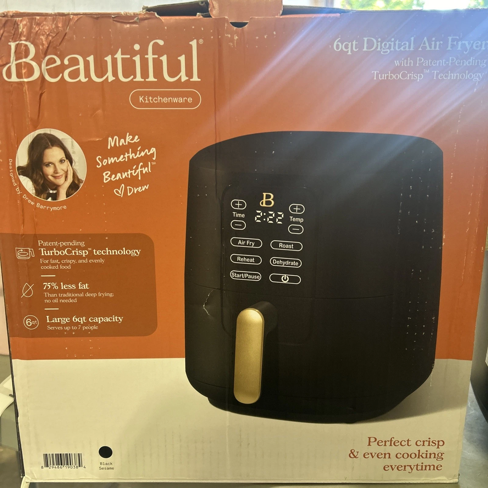 Beautiful 6 Qt Air Fryer with Patent-pending Turbo crisp Technology-read me
Opens in a new window or