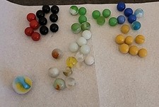 Vintage Lot Of 46 Small Marbles And 1 Shooter