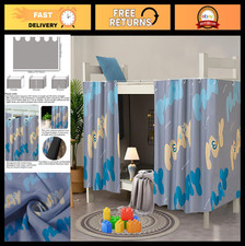 2Pcs Grey Bunk Bed Blackout Curtains, Loft Canopy for Dorm Room, Single Bed Priv