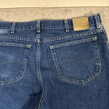 Vintage Lee Riders Denim Blue Jeans Size 36x28 Made In USA Leather Tag