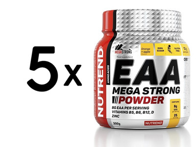5 x Nutrend EAA Mega Strong Powder, Orange + Apple - 300g (79,99 EUR/kg)