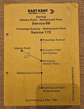EAST KENT TIMETABLE LEAFLET NATIONAL BUS COMPANY NBC 68 172 RAMSGATE NETHERCOURT