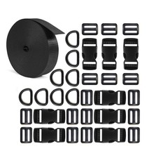 1 inch Buckle Strap Set with 10 Yards Nylon Webbing, 8 Pcs Metal D Rings, 8 P...
