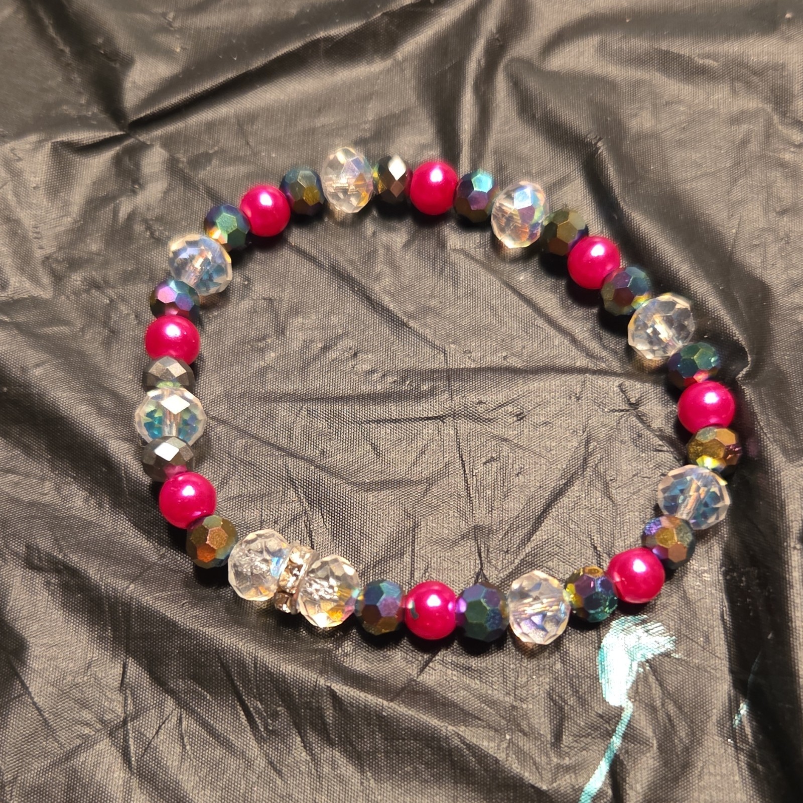 Multicolor Beaded Stretch Stackable Bracelet Crystal Glass Round Beads