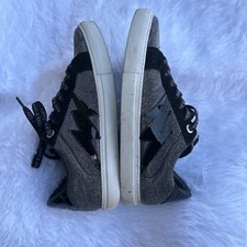 Zadig Voltaire BOARD SPARKLE LACE UP SNEAKERS IN SILVER/BLACK Sz 9 - 41