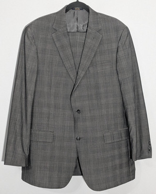 Hart Schaffner Marx Chicago High End Stunning Reda Wool Dark Grey Suit 44L 38x32