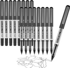 Rollerball Pen, 16 Pack Black Gel Pens 0.7 Mm Fine Point Liquid Ink, Quick-Dryin