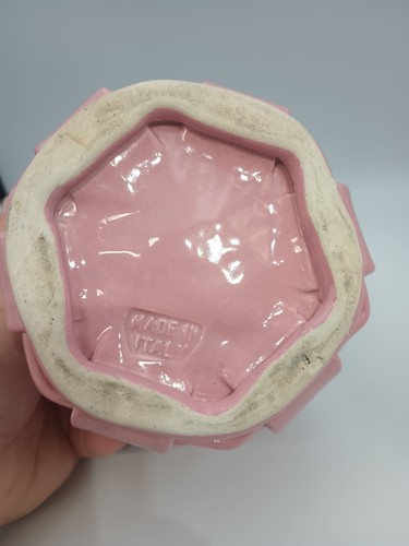 Vtg ITALIAN Made Ceramic Lattice Basket Woven BOWL DISH Flower Pot Pink - Picture 6 of 9