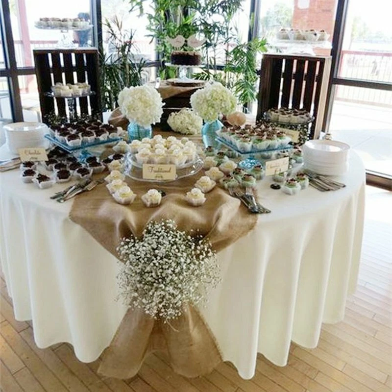 1-20 PCS Round Polyester Tablecloth Wedding Event Party Banquet Tableware Covers - image 2 of 4