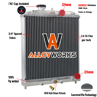3 Row Aluminum Radiator For 1992-2001 Honda Civic EG/EK Del Sol 1.5L l4 Integra