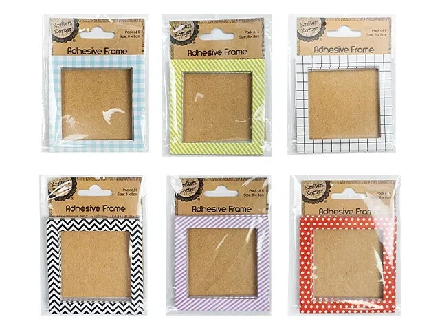 6PK x 6 Cardboard Frame Adhesive Scrapbooking Photo Decor Cards DIY Craft 8x8cm - image 2 of 2