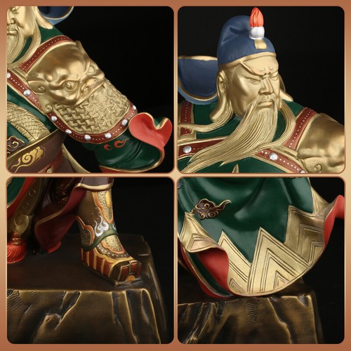 56cm,copper GuanGong Guan Yu Gong,Chinese Buddha Warrior God wealth stand Statue - Picture 3 of 11
