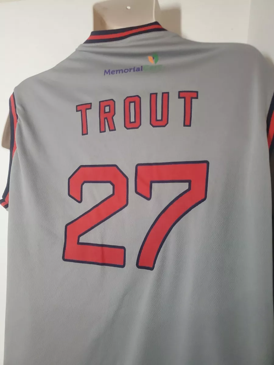 Angels #27 Mike Trout Basketball Style Jersey Gray Sleeveless