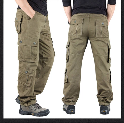 Herren Cargo Hose Outdoor 8 Taschen Arbeitshose Loose Fit Freizeit Hose-Workwear - Bild 5 von 14