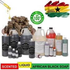 SCENTED Liquid Raw African Black Soap 100% Natural For Face & Body Wash
