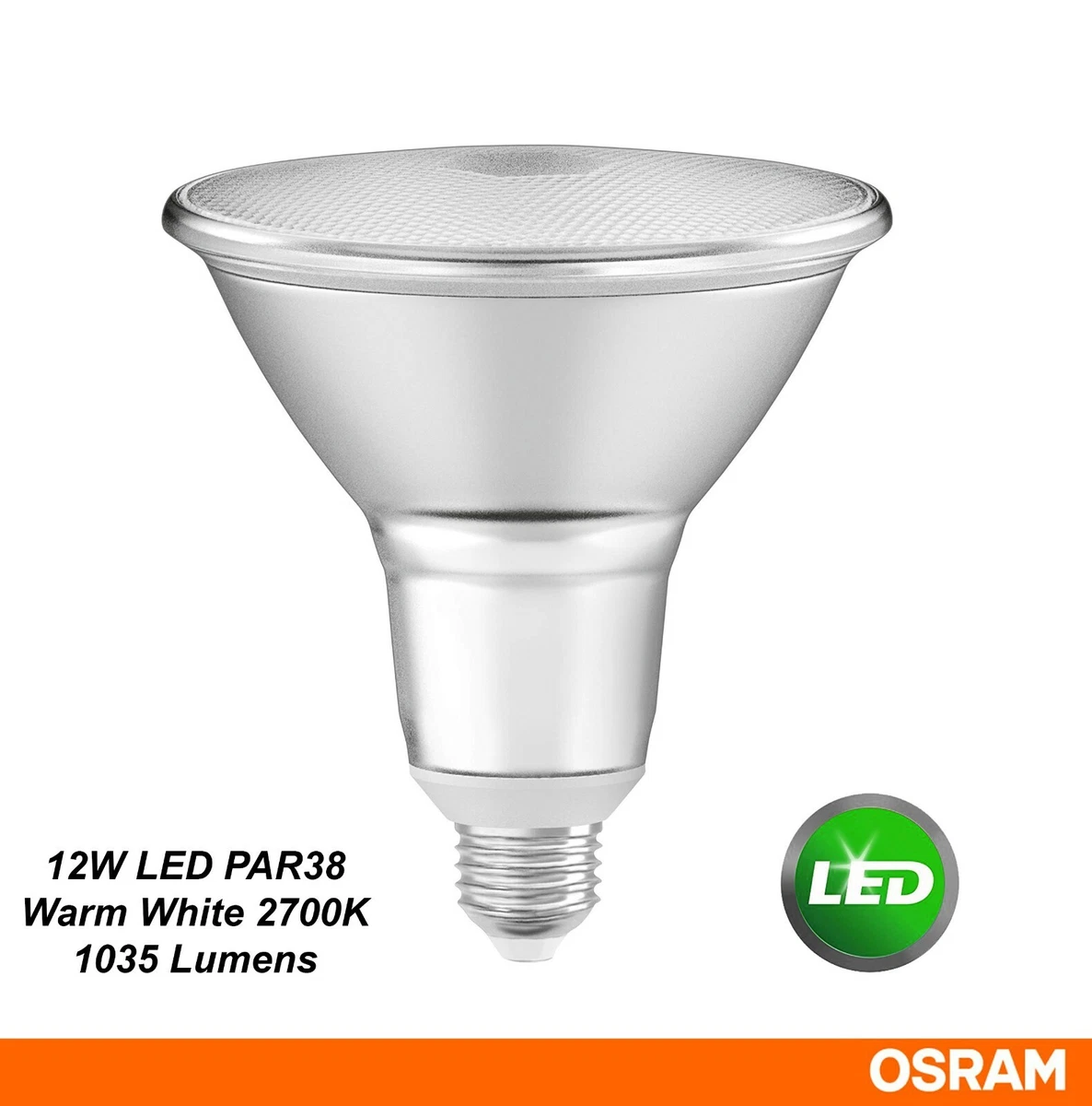 Premium OSRAM LED PAR38 Floodlight Globe Bulb 12W 240V E27 Warm White 1035Lm