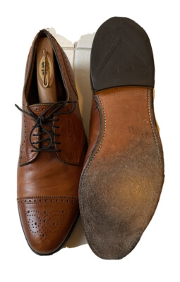 ALLEN EDMONDS Sanford Tan Cap-Toe Derby Dress Shoe Size 12 D shoe trees … s-l400.jpg main image 4