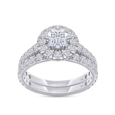 2 Ct Round Cut Diamond Engagement Wedding Bridal Ring Set 14K Gold Lab Grown