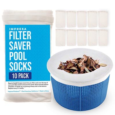 10Pcs Pool Skimmer Socks Reusable Saver Net for Basket Filter Catch Debris Leave