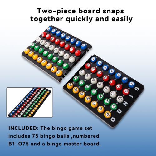 Tablero maestro de juego de bingo y bolas de bingo de plástico multicolor de 7/8" - negras - Imagen 3 de 7