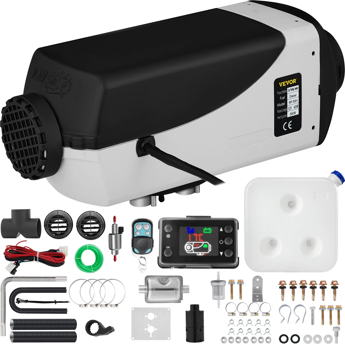 12V 5KW Air Diesel Heater Remote 10L Tank 5000W For Trucks Boat Trailer |  eBay