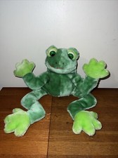 RUSS BERRIE Plush Frog Vintage Green Frankie Retro Plastic Eye Long Floppy RARE