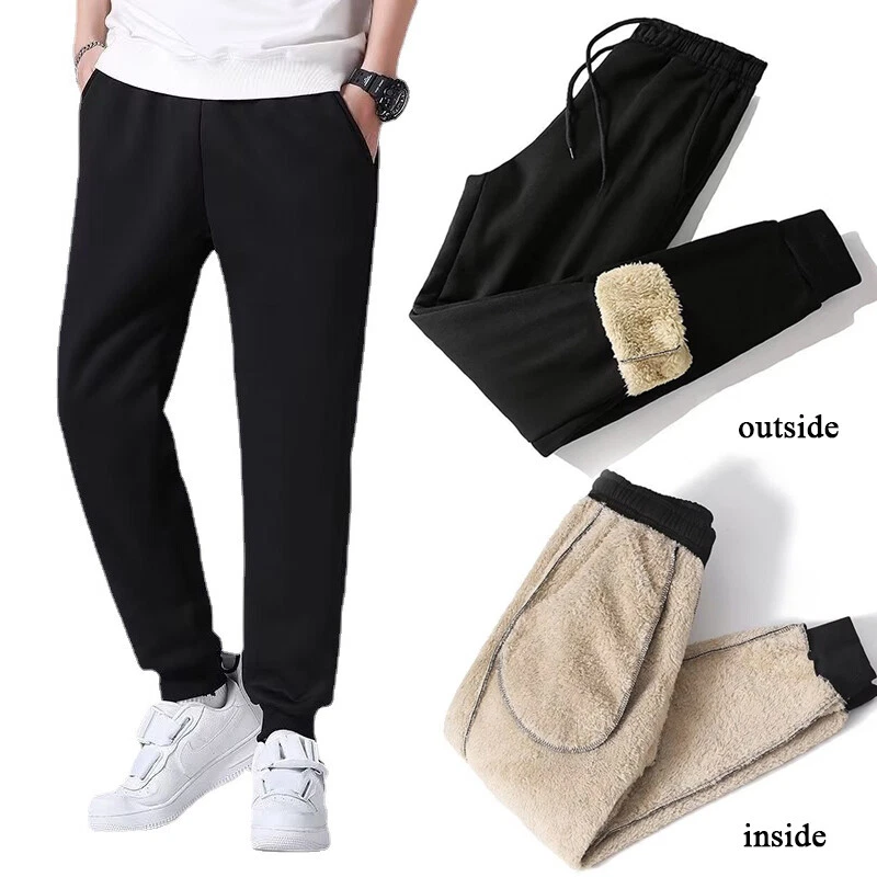 Men's Fleece Sweatpants Sherpa Lined Sweatpants Winter Warm Pants With  Pocket *