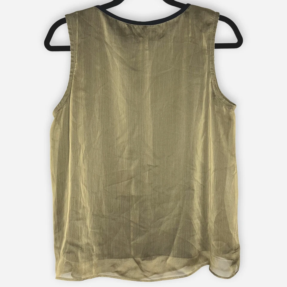 Camiseta sin mangas Spencer Alexis para mujer 10 verde dorado organza sin mangas cuello redondo carrera Foto 2 de 4