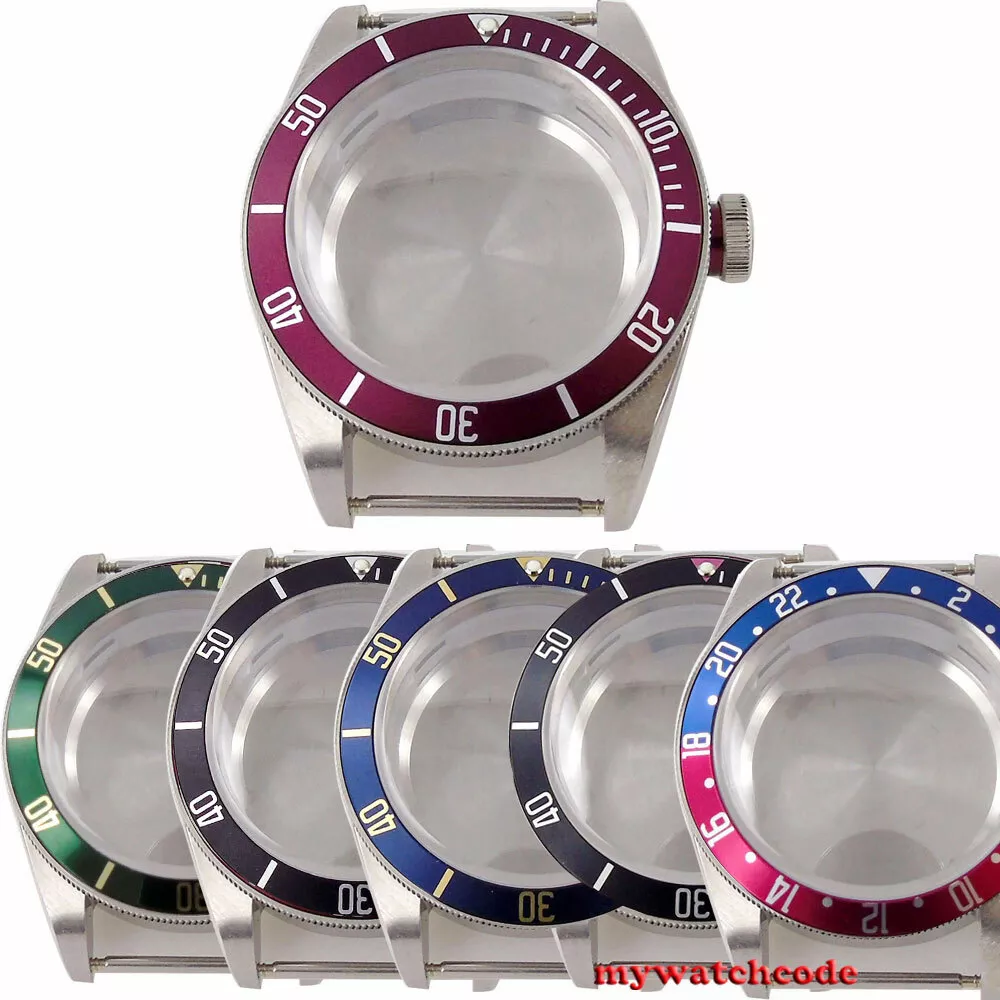 41mm Steel Bow Sapphire Glass Watch Case Fit For NH35 NH36 ETA 